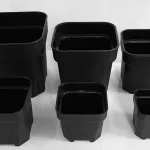 BLACK PLASTIC CHAMFERED EDGE SQUARE POT - 6 SIZES