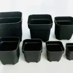 BLACK PLASTIC CHAMFERED EDGE SQUARE POT - 7 SIZES